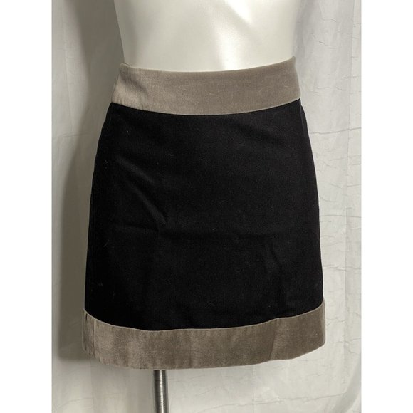 Kenneth Cole Mini Skirt Black Grey Wool Velvet Like Block 6 Above Knee Zips - Picture 1 of 12